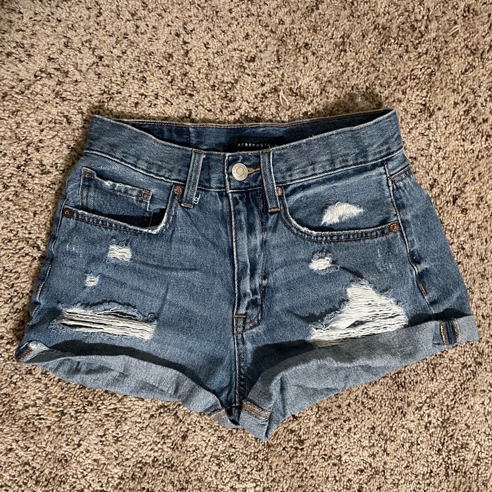 distressed denim mom shorts